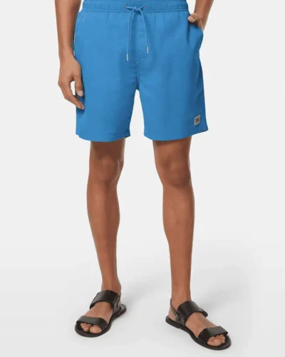 Scotch & Soda 180379 Mid-Length Solid Colour Swim Shorts, Aqua Blue