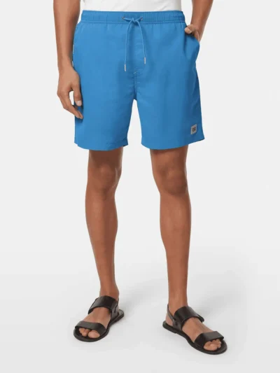 Scotch & Soda Mid-Length Solid Colour Swim Shorts, Aqua Blue