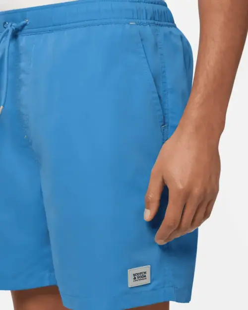 Alternative view of Scotch & Soda 180379 Mid-Length Solid Colour Swim Shorts, Aqua Blue