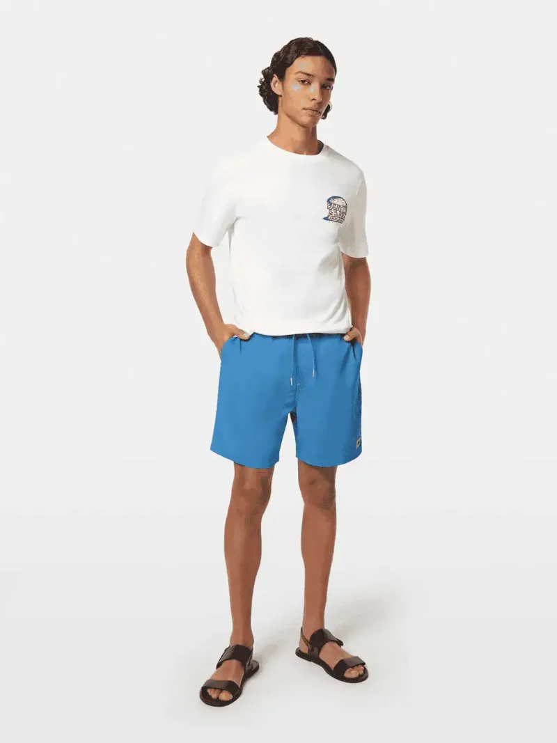 Scotch & Soda 180379 Mid-Length Solid Colour Swim Shorts, Aqua Blue - Image 3