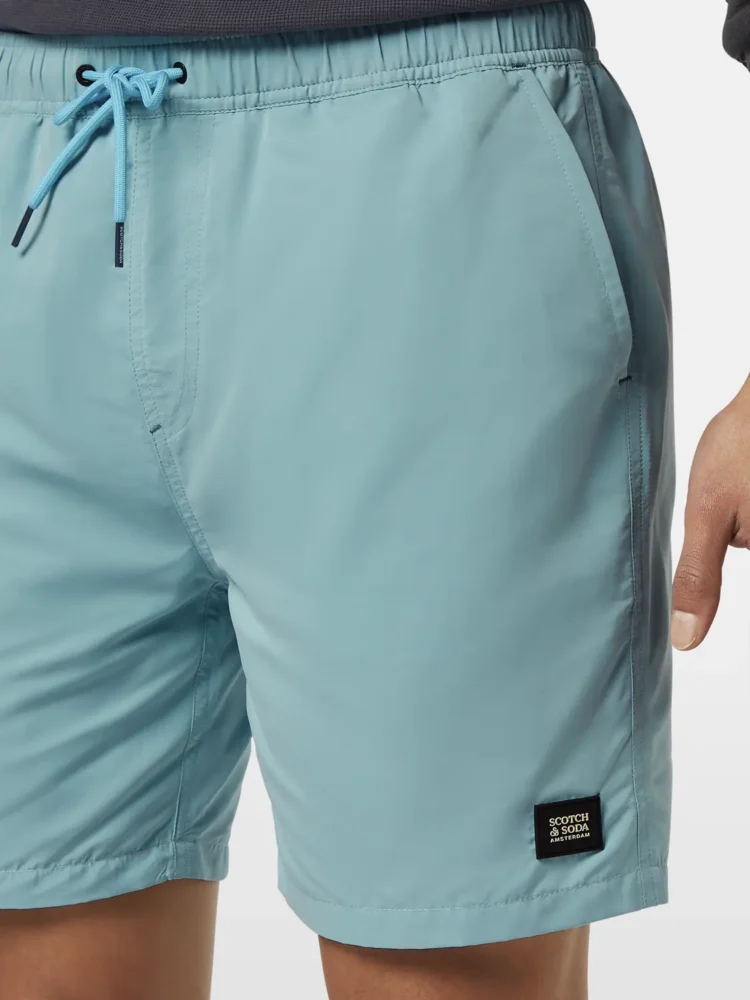 Scotch & Soda Mid-Length Solid Colour Swim Shorts, Sea Blue - Image 3