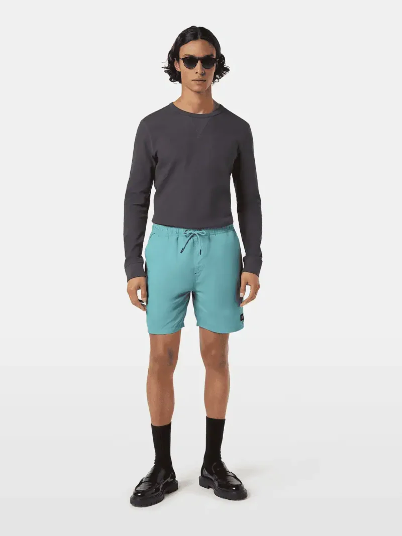 Scotch & Soda 180379 Mid-Length Solid Colour Swim Shorts, Sea Blue - Image 4