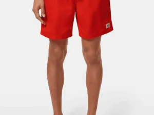Scotch & Soda Mid-Length Solid Colour Swim Shorts, Paprika
