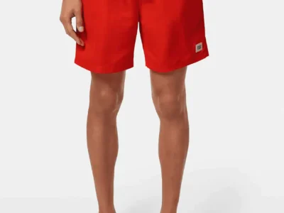 Scotch & Soda Mid-Length Solid Colour Swim Shorts, Paprika