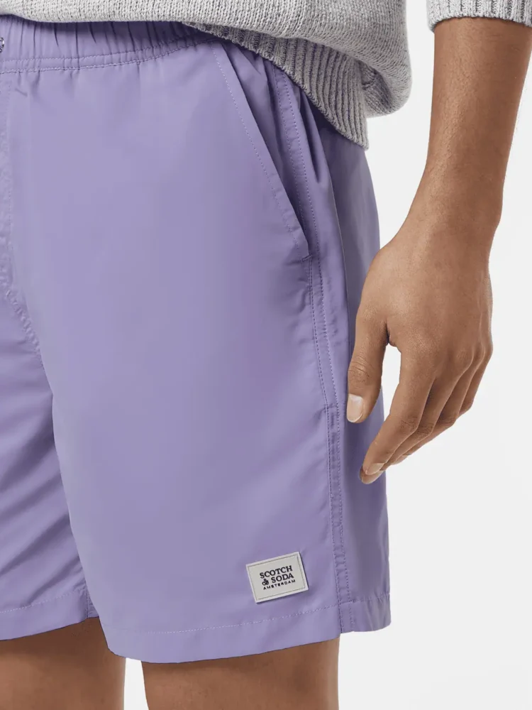 Scotch & Soda Mid-Length Solid Colour Swim Shorts, Lavender - Image 2