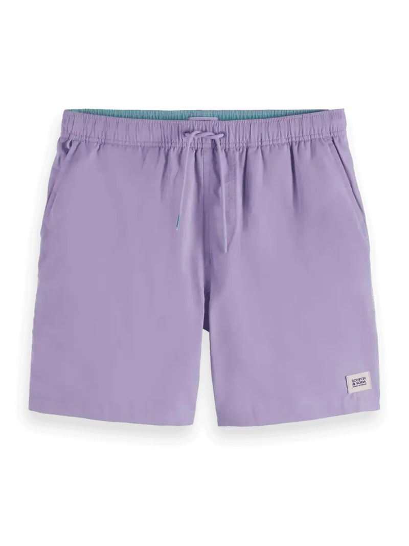 Scotch & Soda 180379 Mid-Length Solid Colour Swim Shorts, Lavender - Image 5