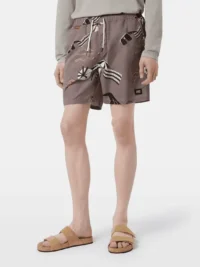 Scotch & Soda 180380 Printed Mid-Length Swimshort, Beach Brown AOP