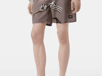 Scotch & Soda Printed Mid-Length Swimshort, Beach Brown AOP