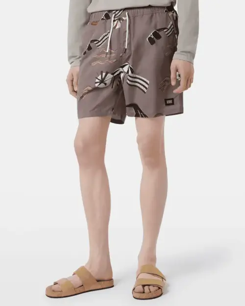 Scotch & Soda 180380 Printed Mid-Length Swimshort, Beach Brown AOP