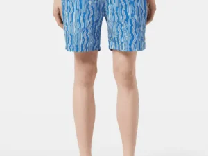 Scotch & Soda Printed Mid-Length Swimshort, Island stripe AOP