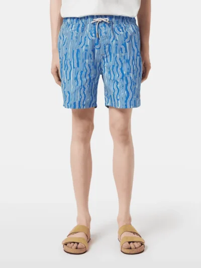 Scotch & Soda Printed Mid-Length Swimshort, Island stripe AOP