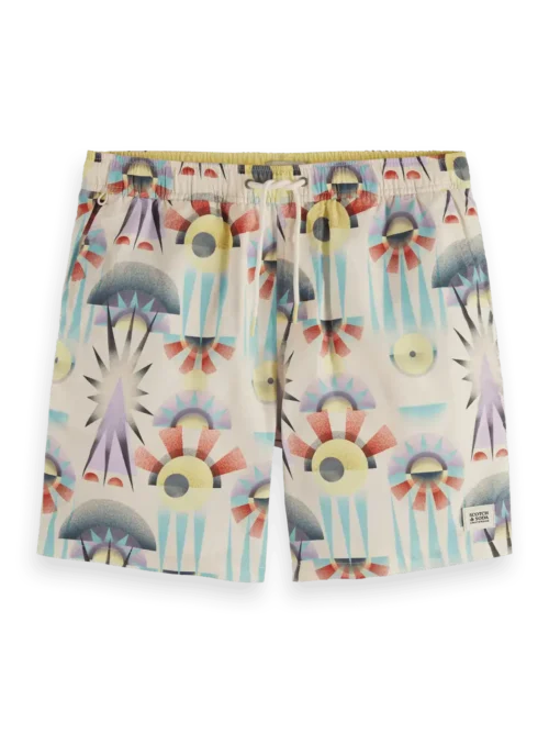 180380 Scotch & Soda Printed Mid-Length Swimshort, Luna Pier White - Image 3