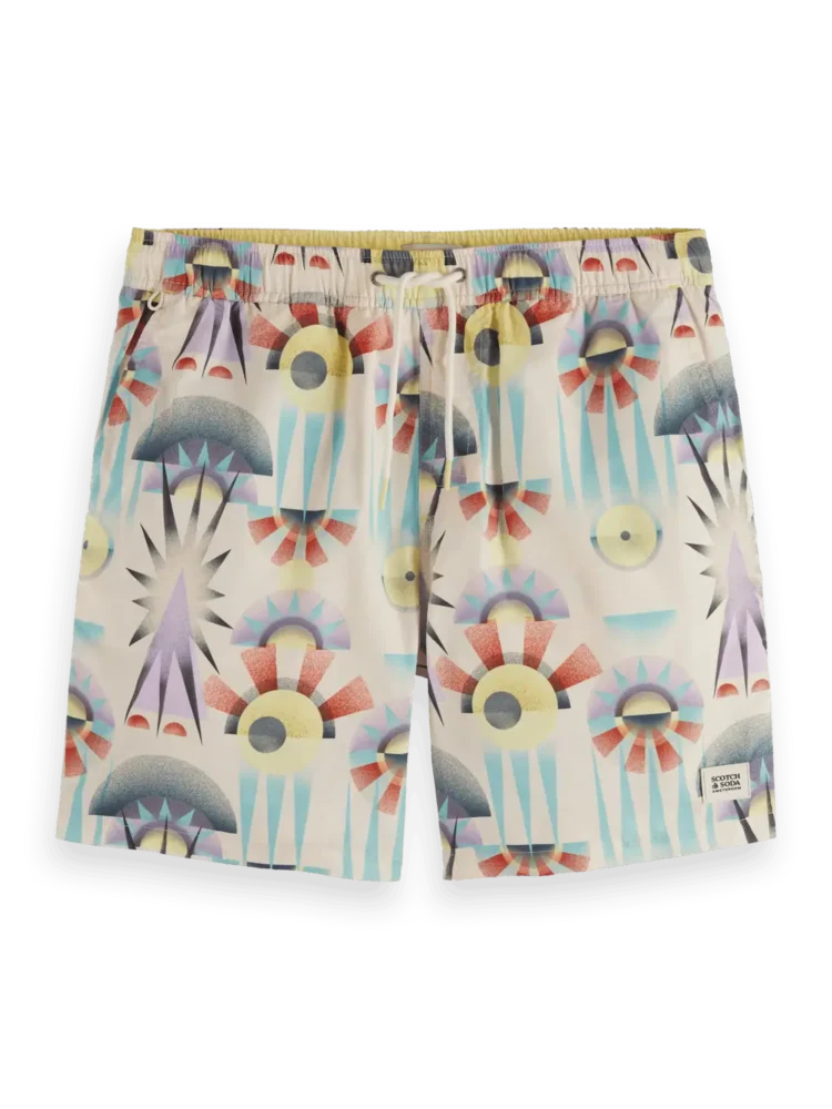 Scotch & Soda Printed Mid-Length Swimshort, Luna Pier White - Image 3