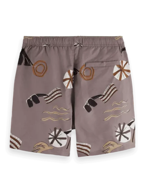 Scotch & Soda 180380 Printed Mid-Length Swimshort, Beach Brown AOP - Image 4