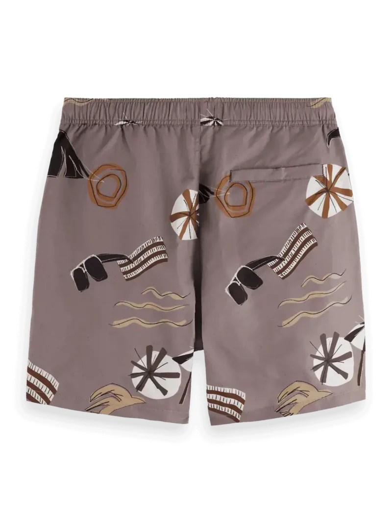 Scotch & Soda 180380 Printed Mid-Length Swimshort, Beach Brown AOP - Image 4