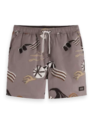 Alternative view of Scotch & Soda 180380 Printed Mid-Length Swimshort, Beach Brown AOP