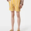 Scotch & Soda Striped Mid-Length Swimshort, Yellow Sun Stripe