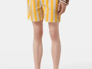 Scotch & Soda Striped Mid-Length Swimshort, Yellow Sun Stripe