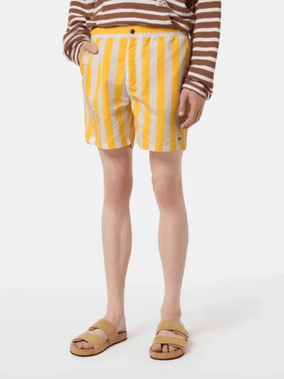 Scotch & Soda Striped Mid-Length Swimshort, Yellow Sun Stripe