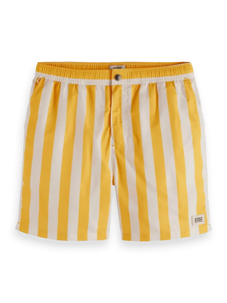 Scotch & Soda Striped Mid-Length Swimshort, Yellow Sun Stripe - Image 2
