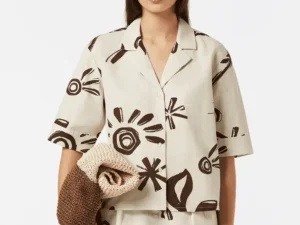 Scotch & Soda Cotton linen printed short sleeve shirt