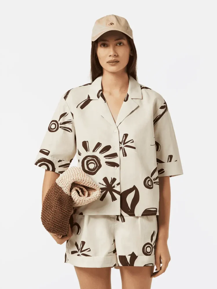 Scotch & Soda Cotton linen printed short sleeve shirt