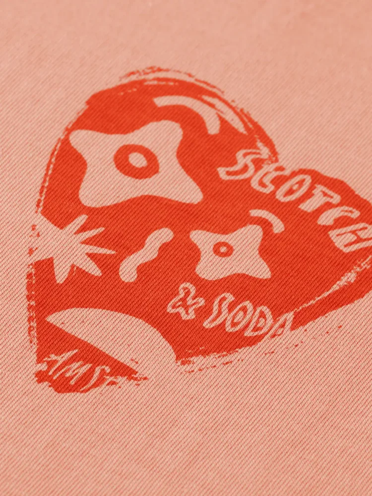 Scotch & Soda Chest artwork regular fit T-shirt Peach pink - Image 4