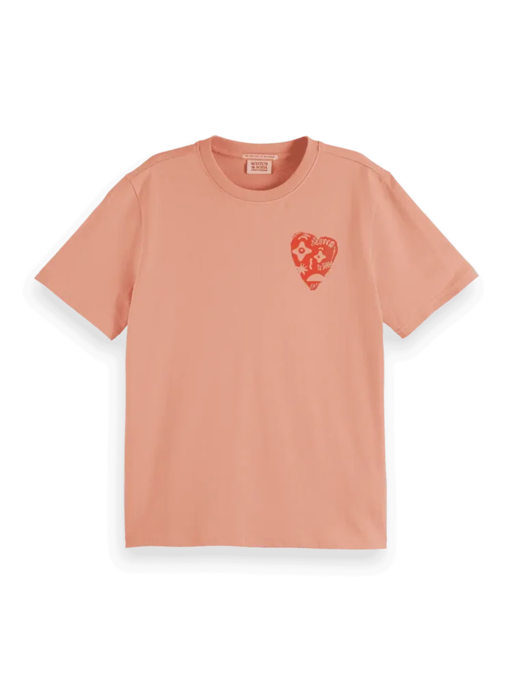 Scotch & Soda Chest artwork regular fit T-shirt Peach pink - Image 3
