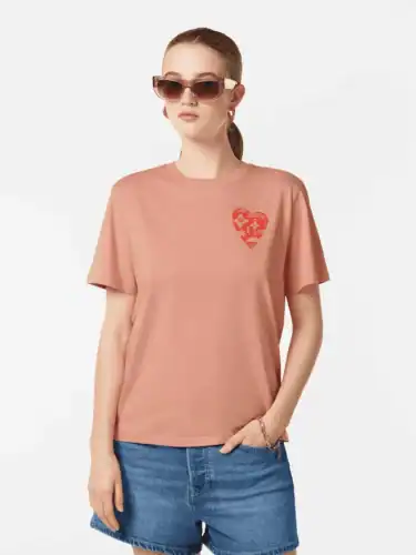 Scotch & Soda U9A00649T, Chest artwork regular fit T-shirt Peach pink
