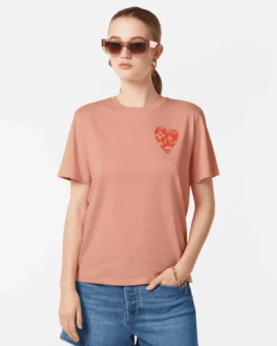 Scotch & Soda U9A00649T, Chest artwork regular fit T-shirt Peach pink