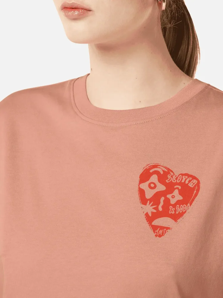 Scotch & Soda Chest artwork regular fit T-shirt Peach pink - Image 5