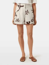 Scotch & Soda UFJ00688N, High rise linen printed shorts