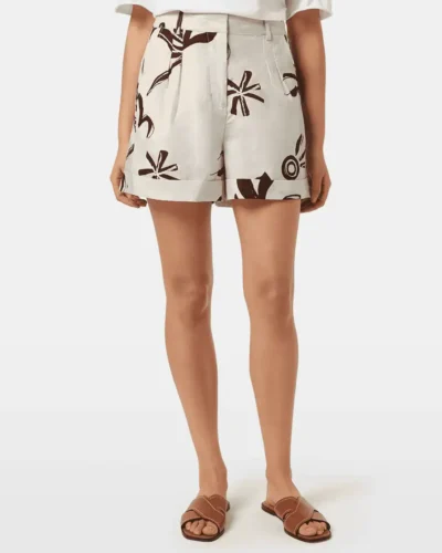 Scotch & Soda UFJ00688N, High rise linen printed shorts