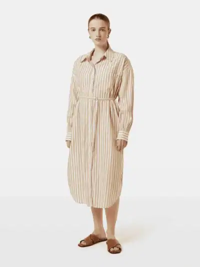 Scotch & Soda Striped midi shirt dress