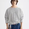 Scotch & Soda 180878 Denim Washed Long Sleeve Breton Tee, Blue white Stripe