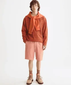 Alternative view of Scotch & Soda 180878 Denim Washed Long Sleeve Breton Tee, Overdyed Stripes