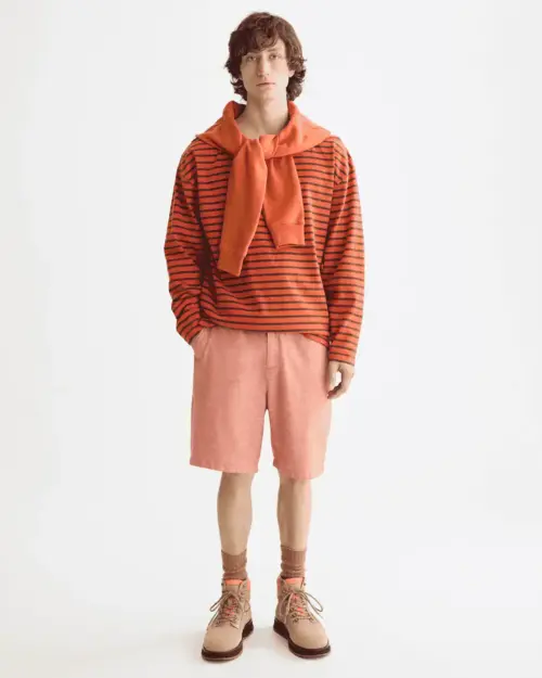 Alternative view of Scotch & Soda 180878 Denim Washed Long Sleeve Breton Tee, Overdyed Stripes