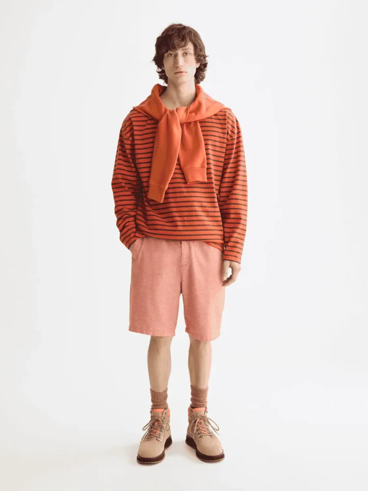Scotch & Soda 180878 Denim Washed Long Sleeve Breton Tee, Overdyed Stripes - Image 2