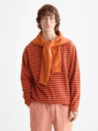 Scotch & Soda 180878 Denim Washed Long Sleeve Breton Tee, Overdyed Stripes