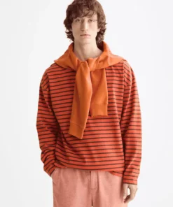 Scotch & Soda 180878 Denim Washed Long Sleeve Breton Tee, Overdyed Stripes