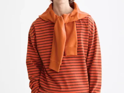 Scotch & Soda 180878 Denim Washed Long Sleeve Breton Tee, Overdyed Stripes