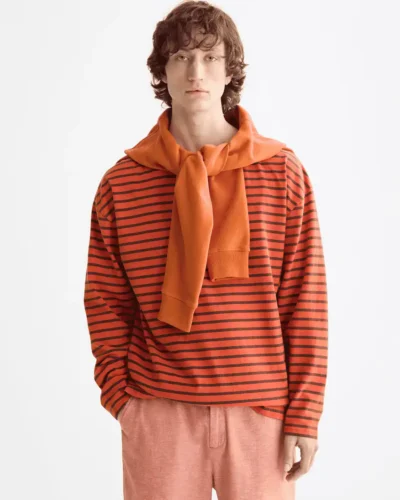 Scotch & Soda 180878 Denim Washed Long Sleeve Breton Tee, Overdyed Stripes