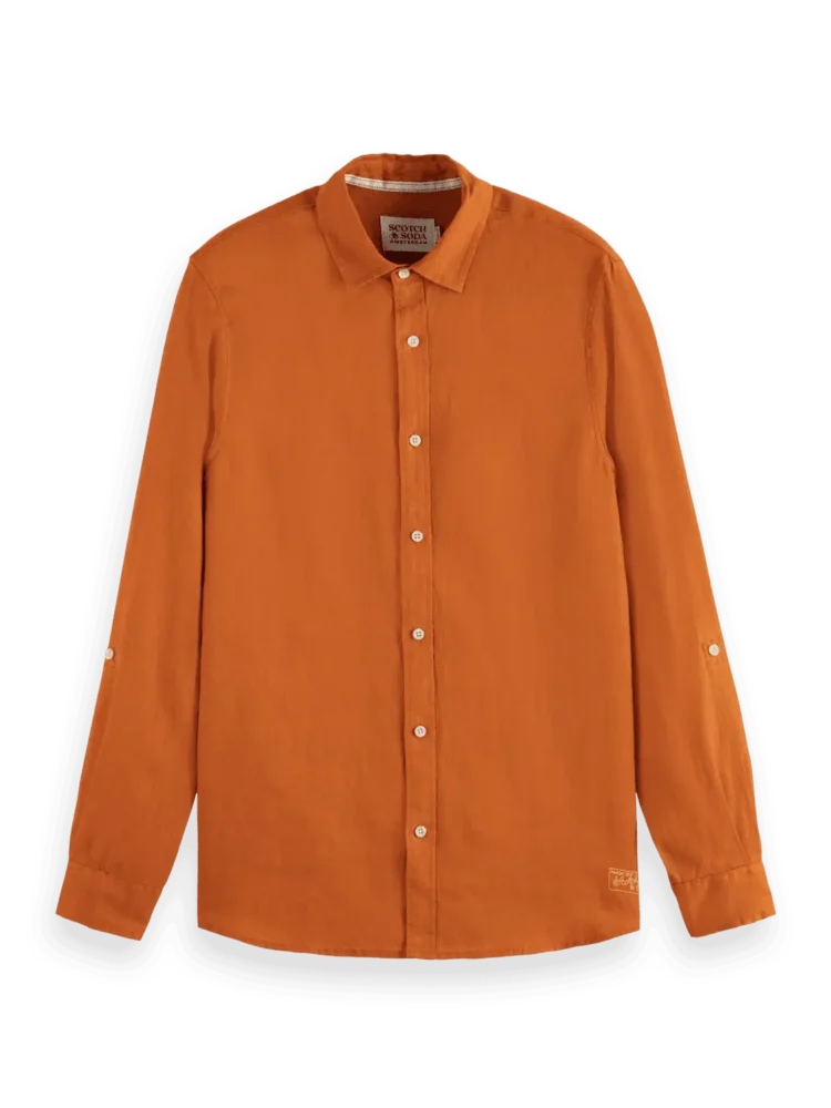 Scotch & Soda Regular fit linen shirt, Rust - Image 5