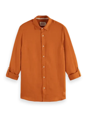 Scotch & Soda 181230 Regular fit 100% linen shirt, Rust image5