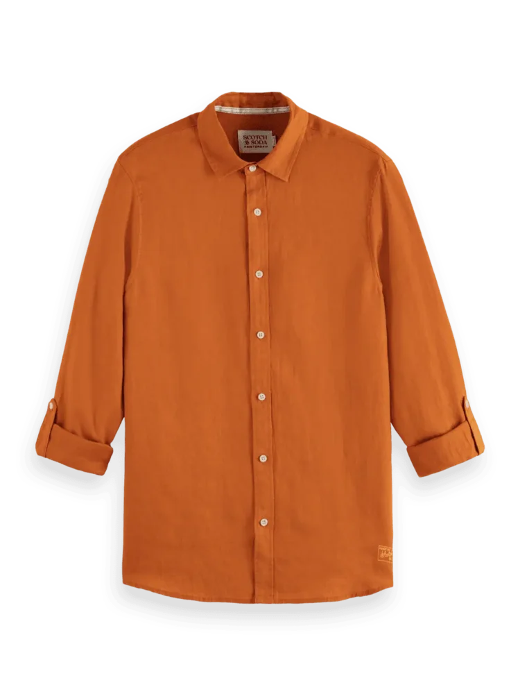 Scotch & Soda Regular fit linen shirt, Rust - Image 7