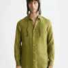 Scotch & Soda Regular fit linen shirt, Calla Green