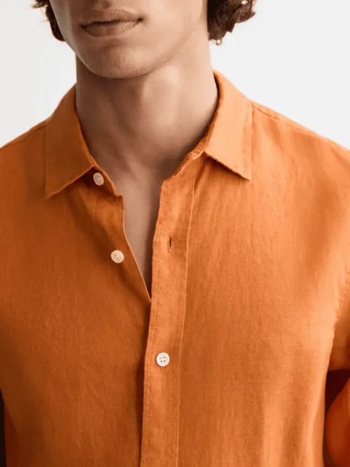 Scotch & Soda 181230 Regular fit 100% linen shirt, Rust - Image 3