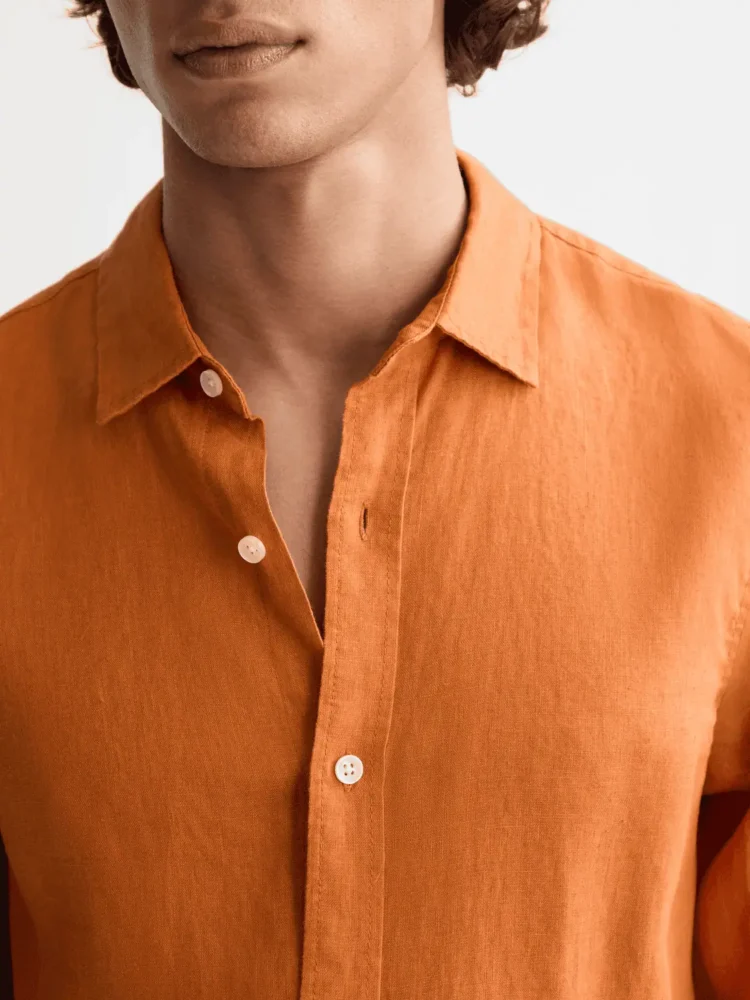 Scotch & Soda Regular fit linen shirt, Rust - Image 3