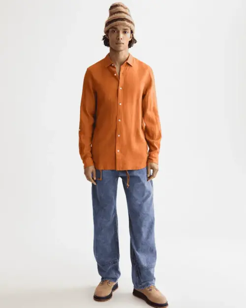Alternative view of Scotch & Soda 181230 Regular fit 100% linen shirt, Rust