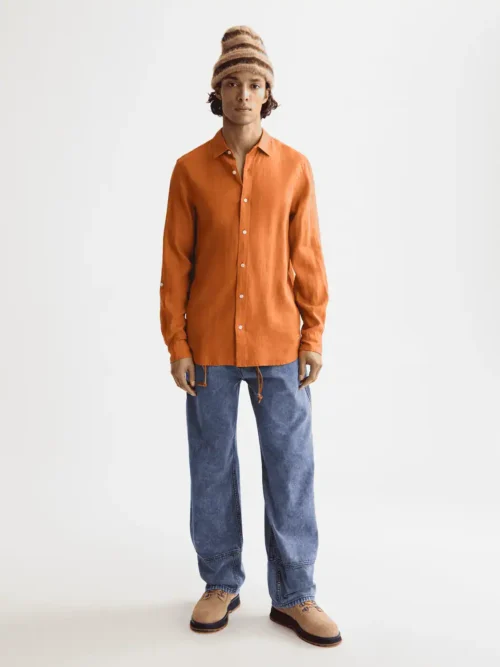 Alternative view of Scotch & Soda 181230 Regular fit 100% linen shirt, Rust
